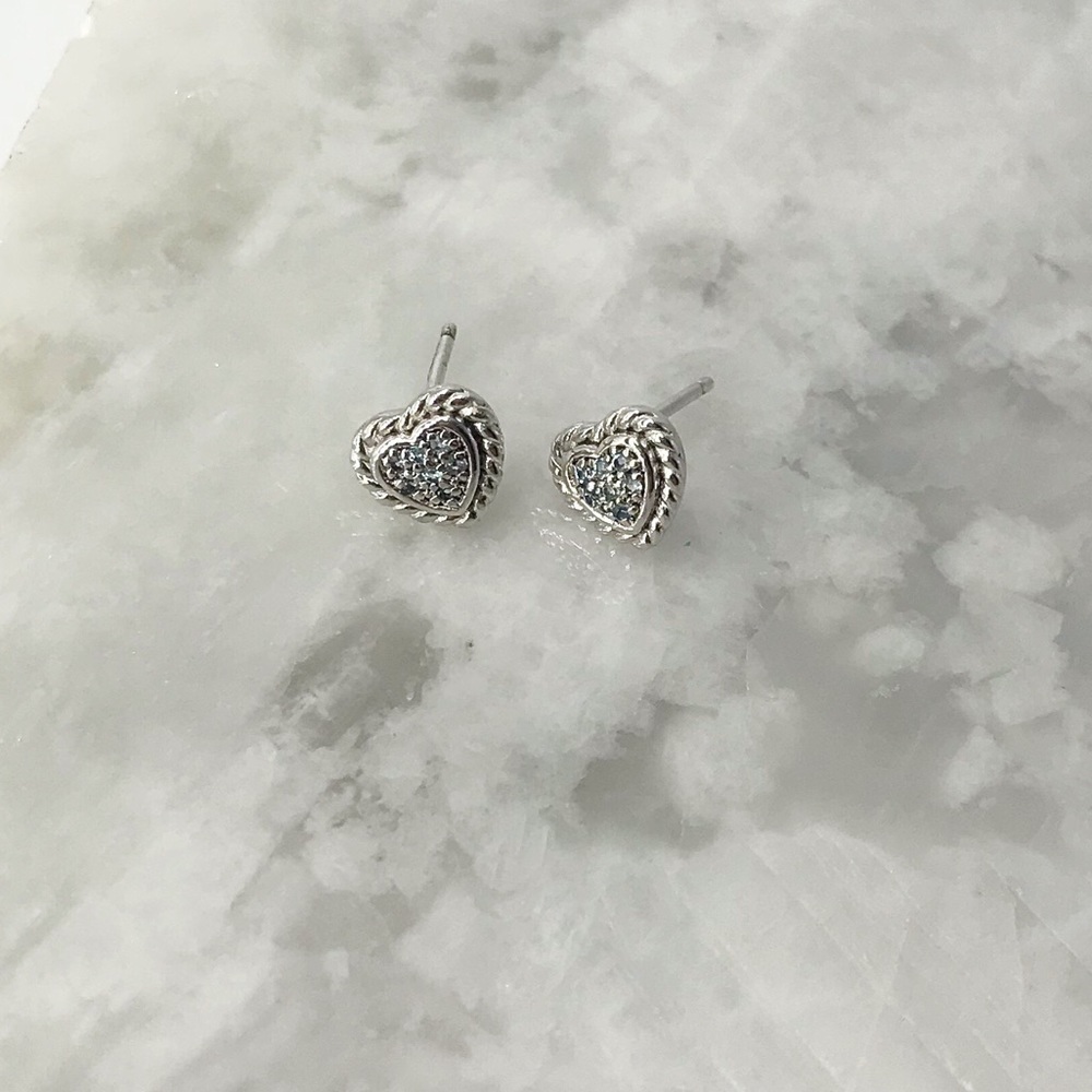 Sterling Silver Blue Sapphire Heart Earrings